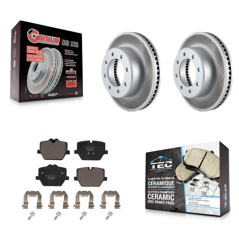 Front Coated Brake Rotor & Ceramic Pad Kit For 2023-2024 Ram 3500 With Single Rear Wheels KGT-104324