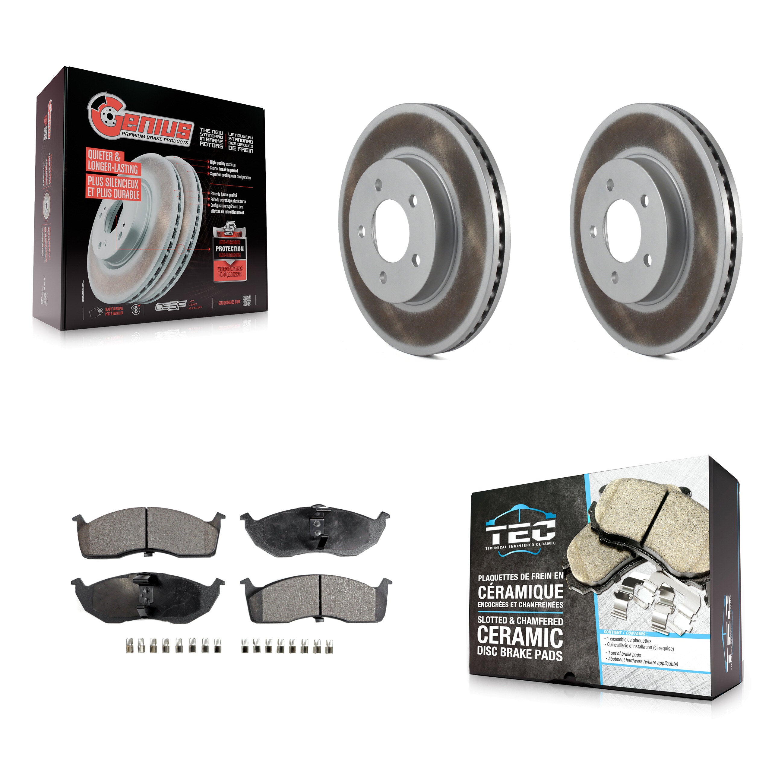Front Coat Disc Brake Rotor Ceramic Pad Kit For Chrysler Intrepid Dodge 300M Concorde LHS KGT-104326