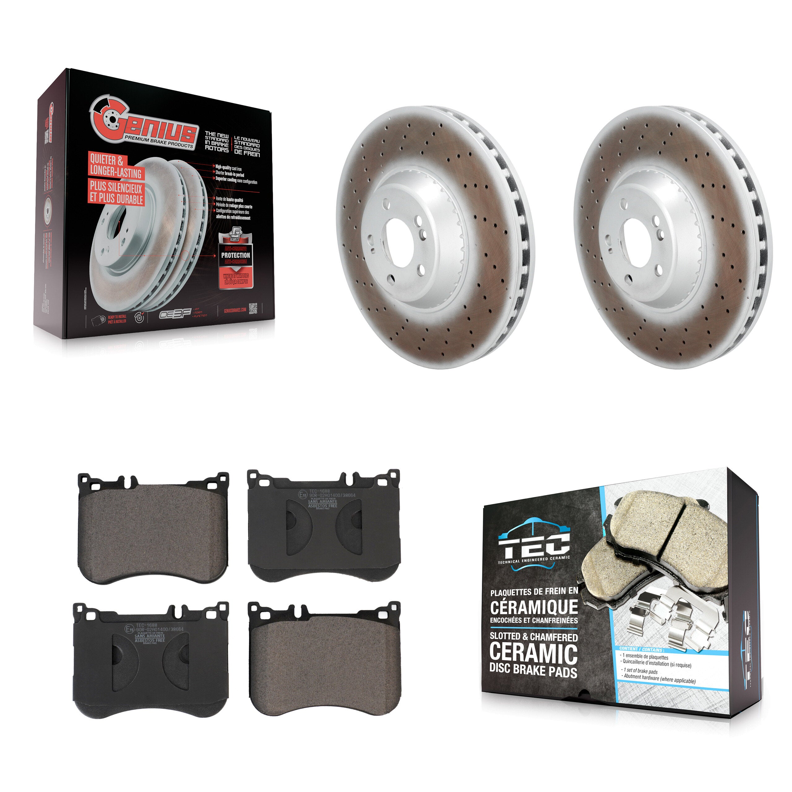 Front Coated Disc Brake Rotors And Ceramic Pad Kit For Mercedes-Benz S550 S560 S450 S550e KGT-104327