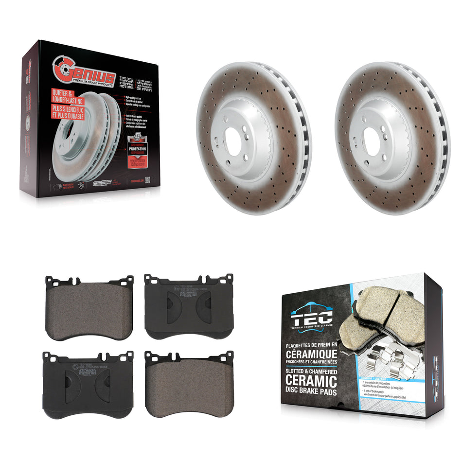 Front Coated Disc Brake Rotors And Ceramic Pad Kit For Mercedes-Benz S550 S560 S450 S550e KGT-104327
