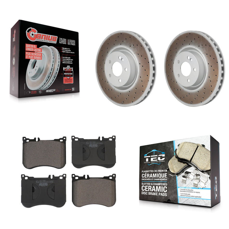 Front Coated Disc Brake Rotors And Ceramic Pads Kit For Mercedes-Benz E53 AMG KGT-104330