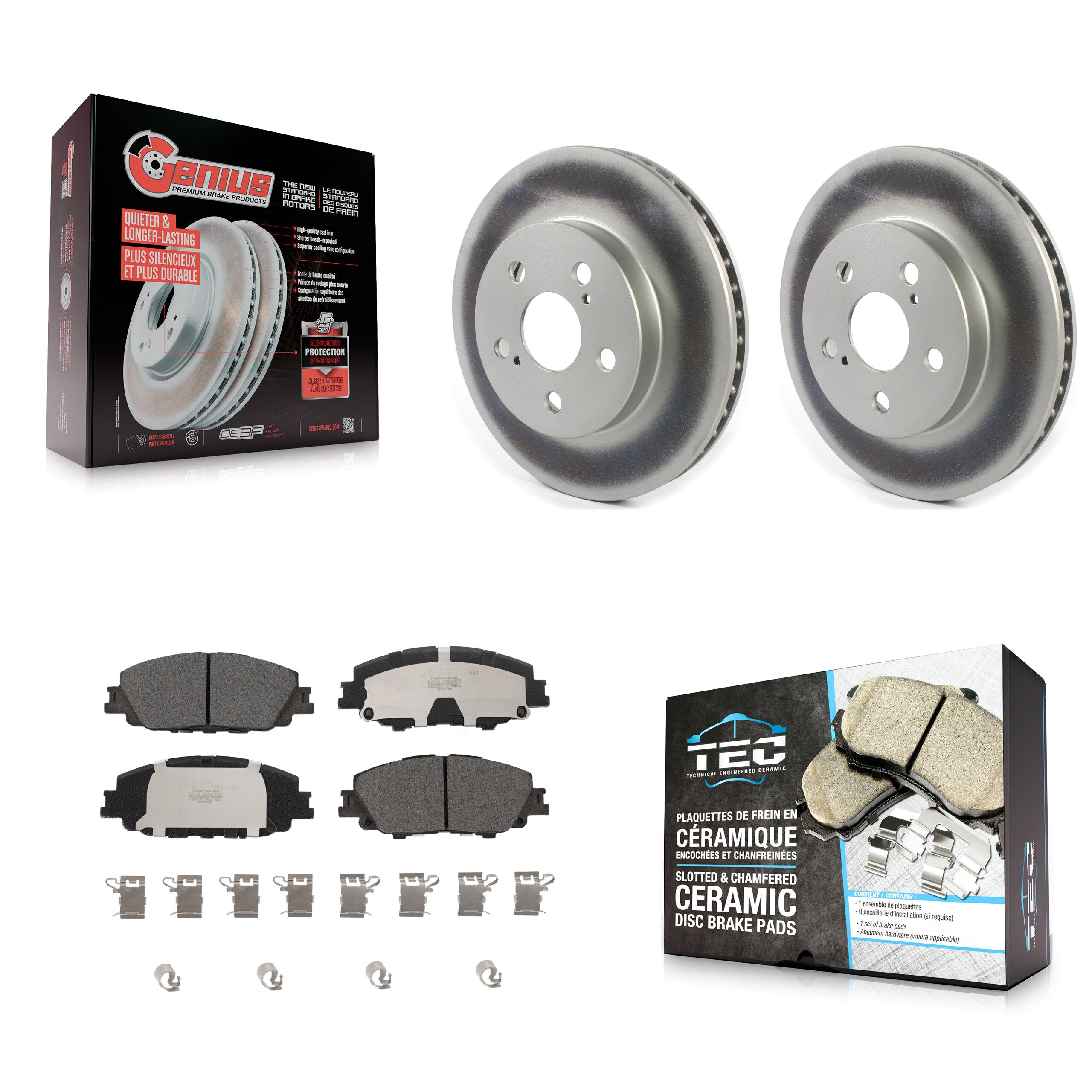 Front Coat Brake Rotor Ceramic Pad Kit For Toyota Corolla With 283mm Diameter KGT-104331
