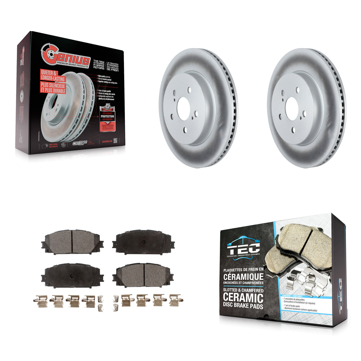 Front Coated Disc Brake Rotors And Ceramic Pads Kit For Toyota Corolla Prius Prime KGT-104332