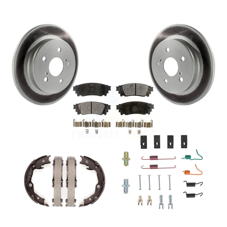 Rear Disc Coated Rotors Ceramic Pads Parking Brake Shoes & Hardware Kit For Toyota Camry KGT-104335