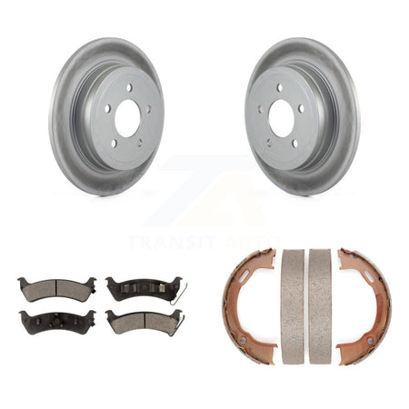 Rear Disc Coated Rotors Ceramic Pads Parking Brake Shoes Kit For Ford Explorer Sport Trac KGT-104341
