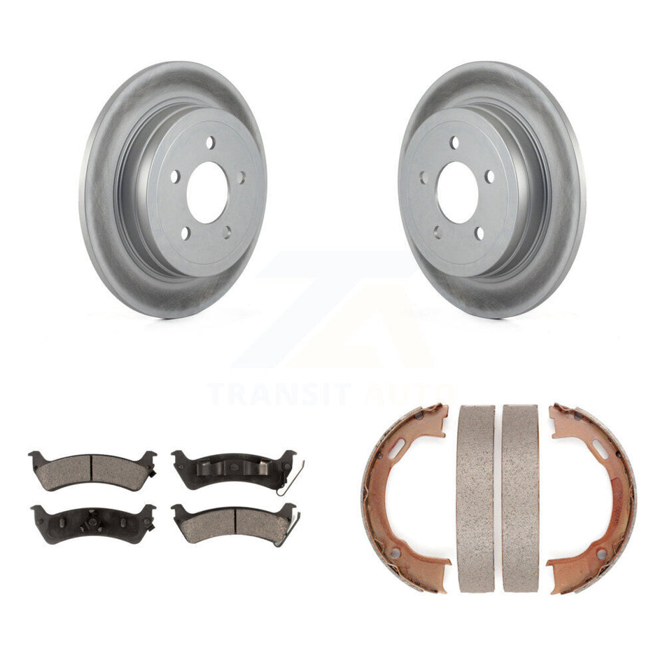 Rear Disc Coated Rotors Ceramic Pads Parking Brake Shoes Kit For Ford Explorer Sport Trac KGT-104341