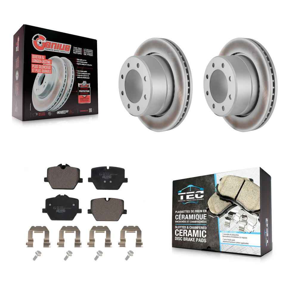Rear Coat Disc Brake Rotor Ceramic Pad Kit For 2023-2024 Ram 3500 With Single Wheels KGT-104352