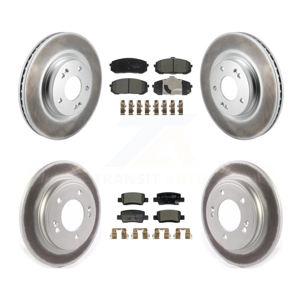 Front Rear Coated Disc Brake Rotors And Ceramic Pads Kit For Hyundai Elantra KGT-104365