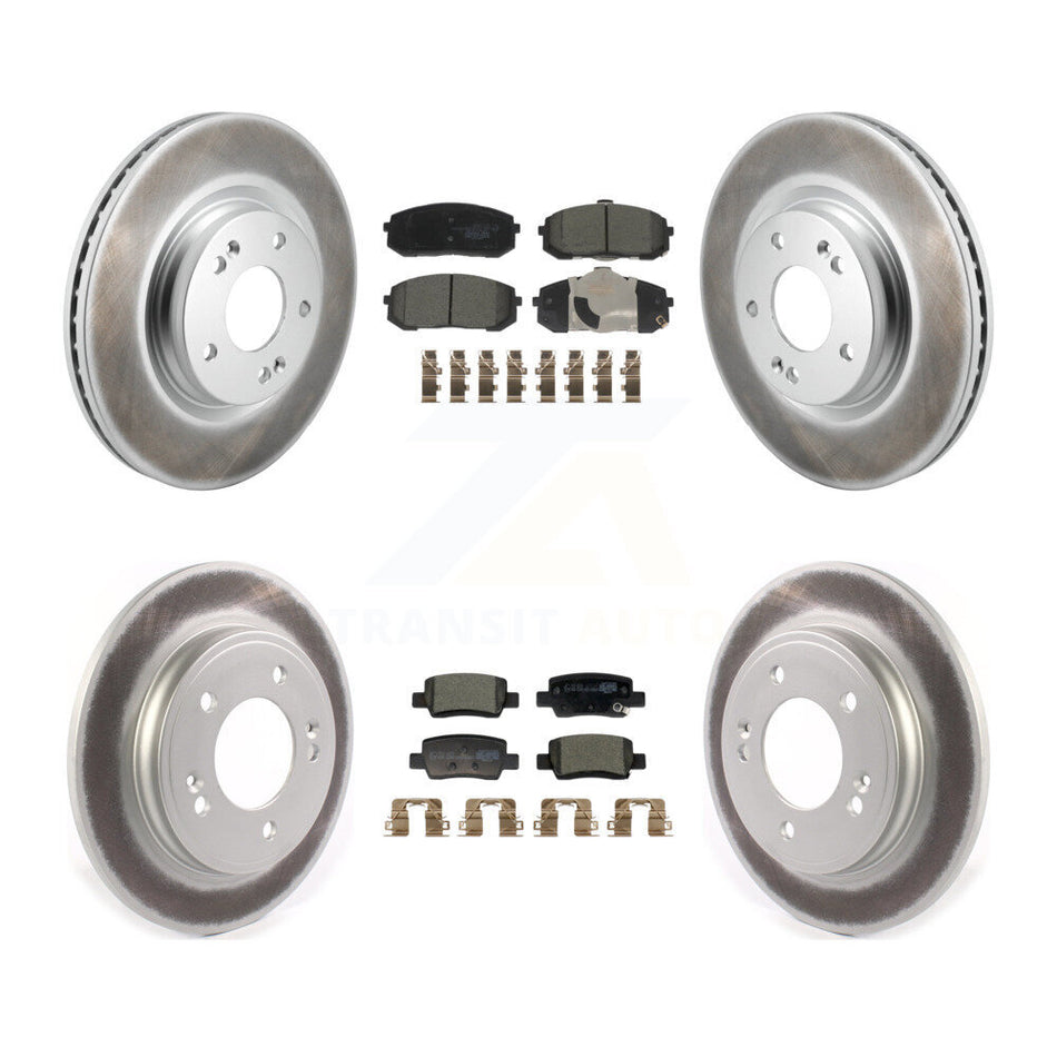 Front Rear Coated Disc Brake Rotors And Ceramic Pads Kit For Hyundai Elantra KGT-104365