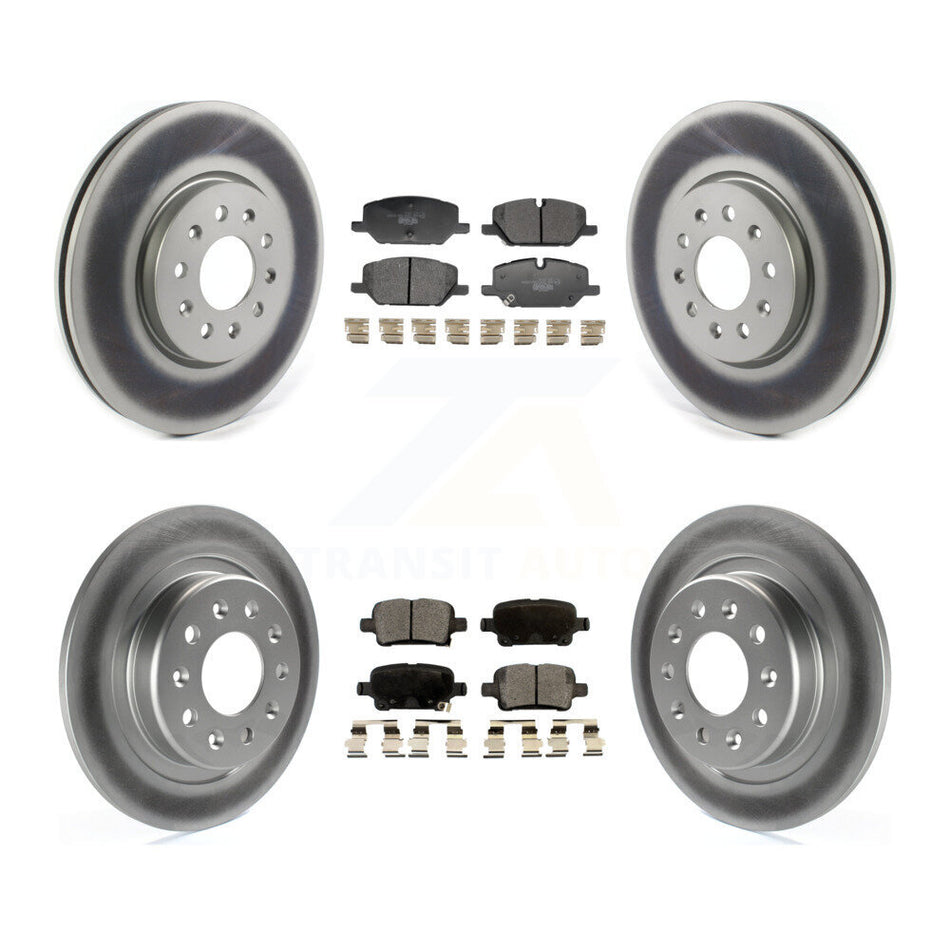 Front Rear Coated Disc Brake Rotors And Ceramic Pads Kit For 2020 Chevrolet Equinox 2.0L KGT-104377