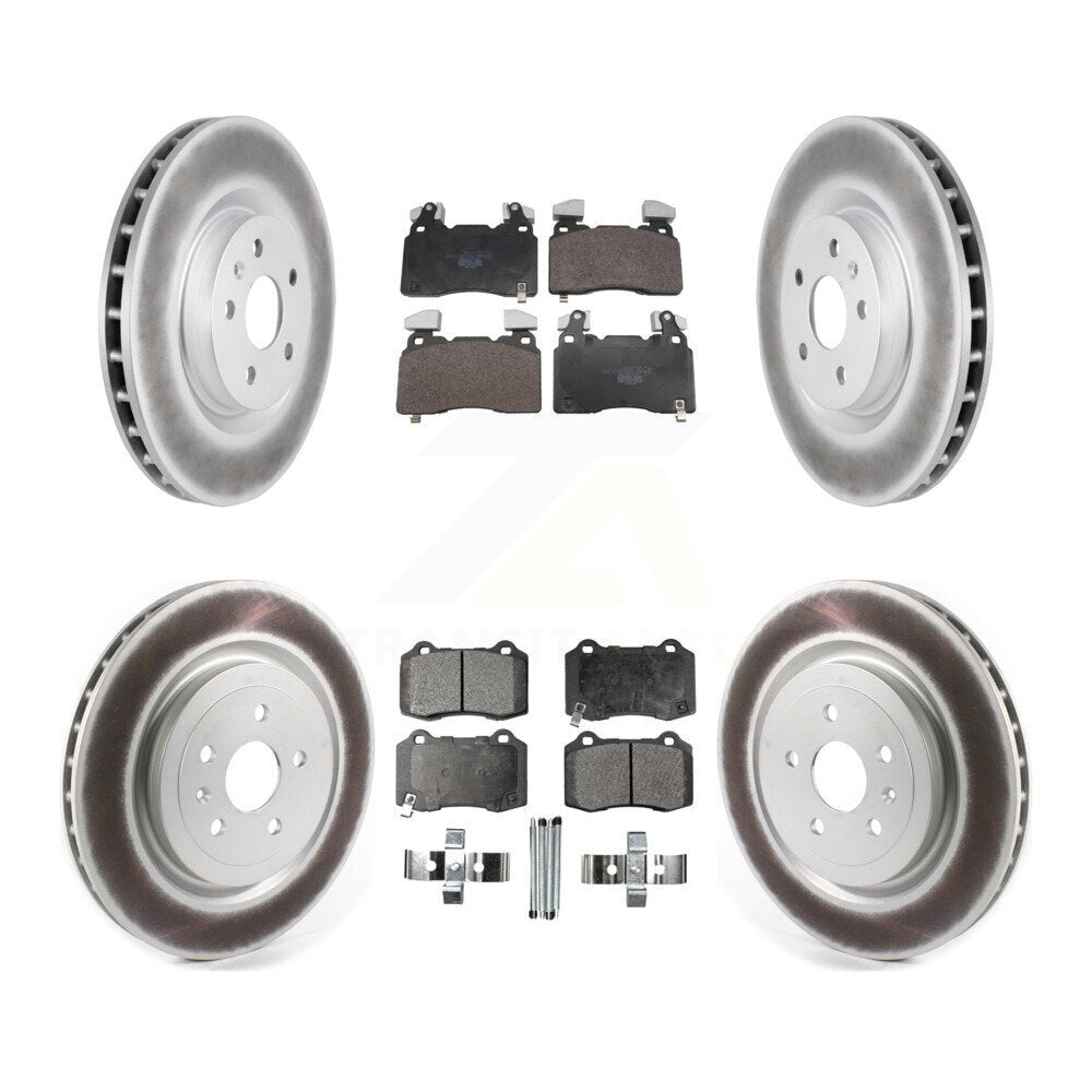 Front Rear Coated Disc Brake Rotors And Ceramic Pad Kit For 2010-2015 Chevrolet Camaro SS KGT-104382