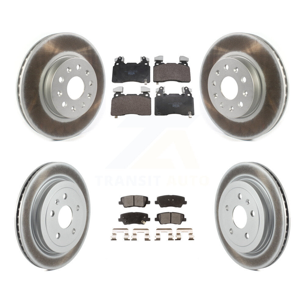 Front Rear Coated Disc Brake Rotors And Ceramic Pads Kit For Cadillac CTS KGT-104384