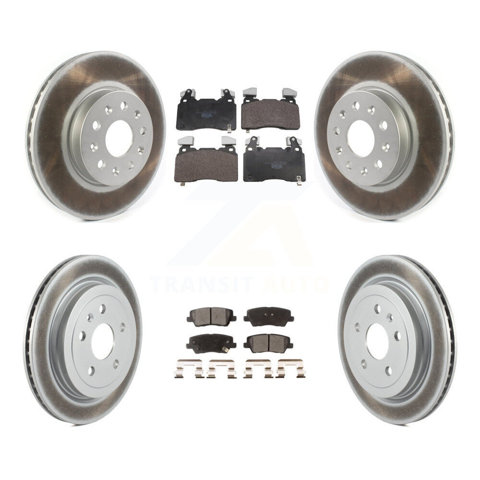 Front Rear Coated Disc Brake Rotors And Ceramic Pads Kit For Cadillac CTS KGT-104384