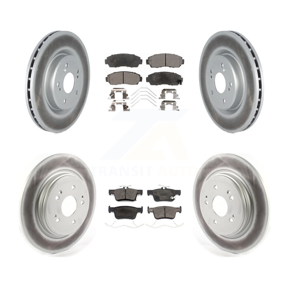 Front Rear Coated Disc Brake Rotors And Ceramic Pads Kit For 2022-2024 Acura RDX KGT-104401