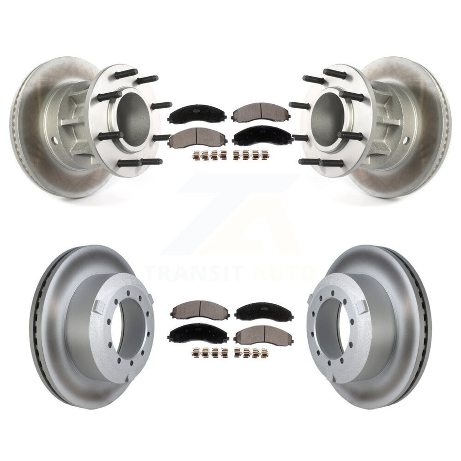 Front Rear Coated Disc Brake Rotors Ceramic Pad Kit For Ford F-450 Super Duty F-550 4 X 2 KGT-104405