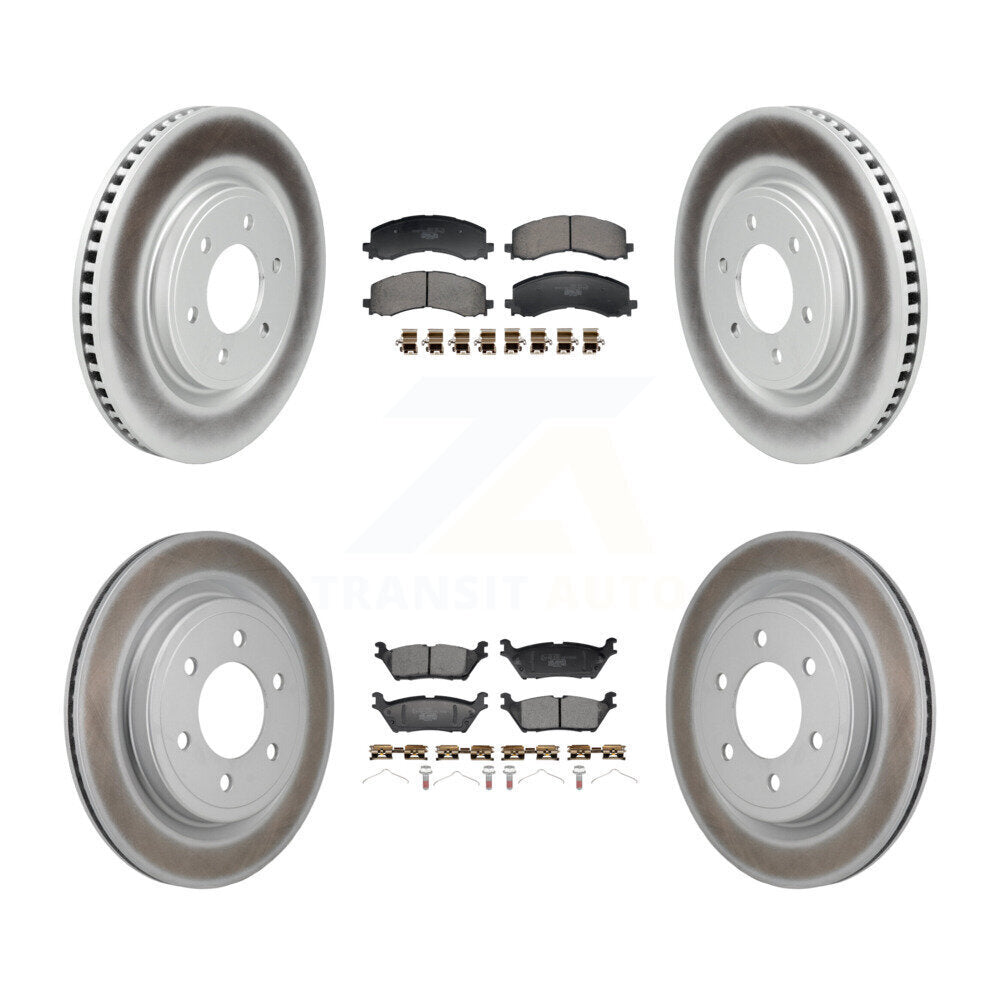 Front Rear Coated Disc Brake Rotors And Ceramic Pads Kit For Ford F-150 Lightning KGT-104420