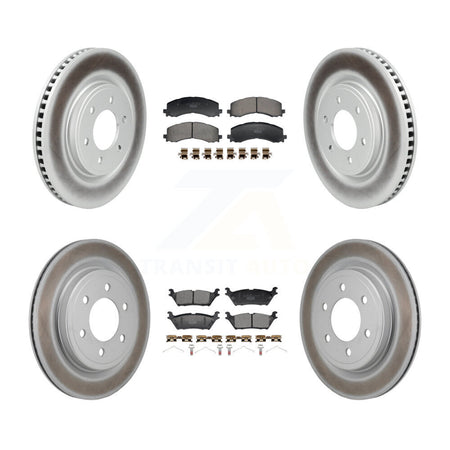 Front Rear Coated Disc Brake Rotors And Ceramic Pads Kit For Ford F-150 Lightning KGT-104420
