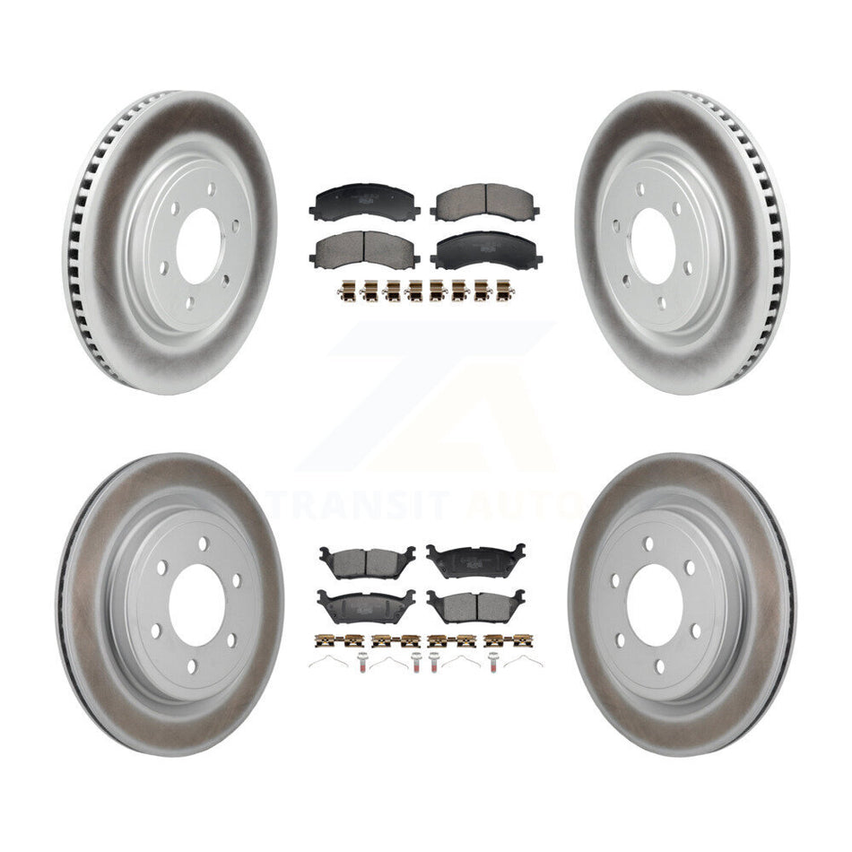 Front Rear Coated Disc Brake Rotors And Ceramic Pads Kit For Ford F-150 Lightning KGT-104420