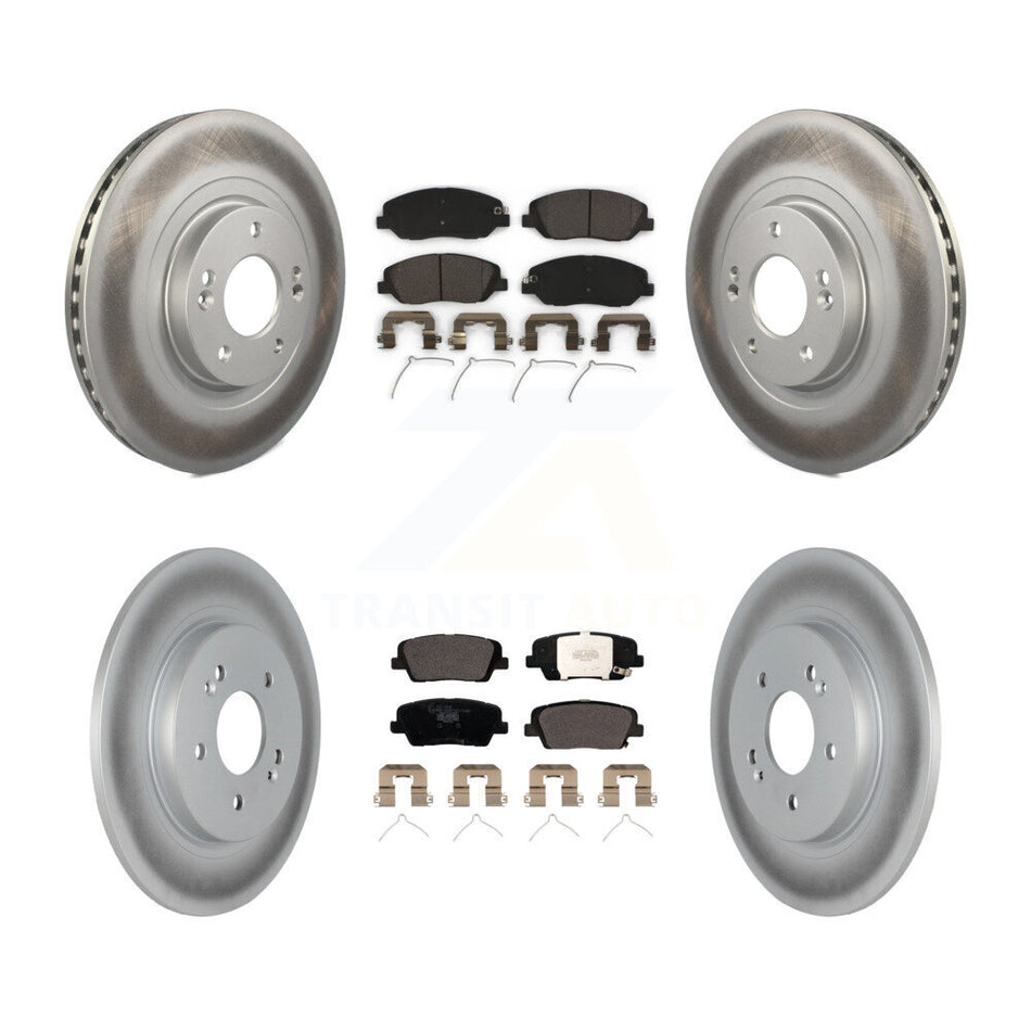 Front Rear Coated Disc Brake Rotors And Ceramic Pads Kit For Hyundai Santa Fe KGT-104423