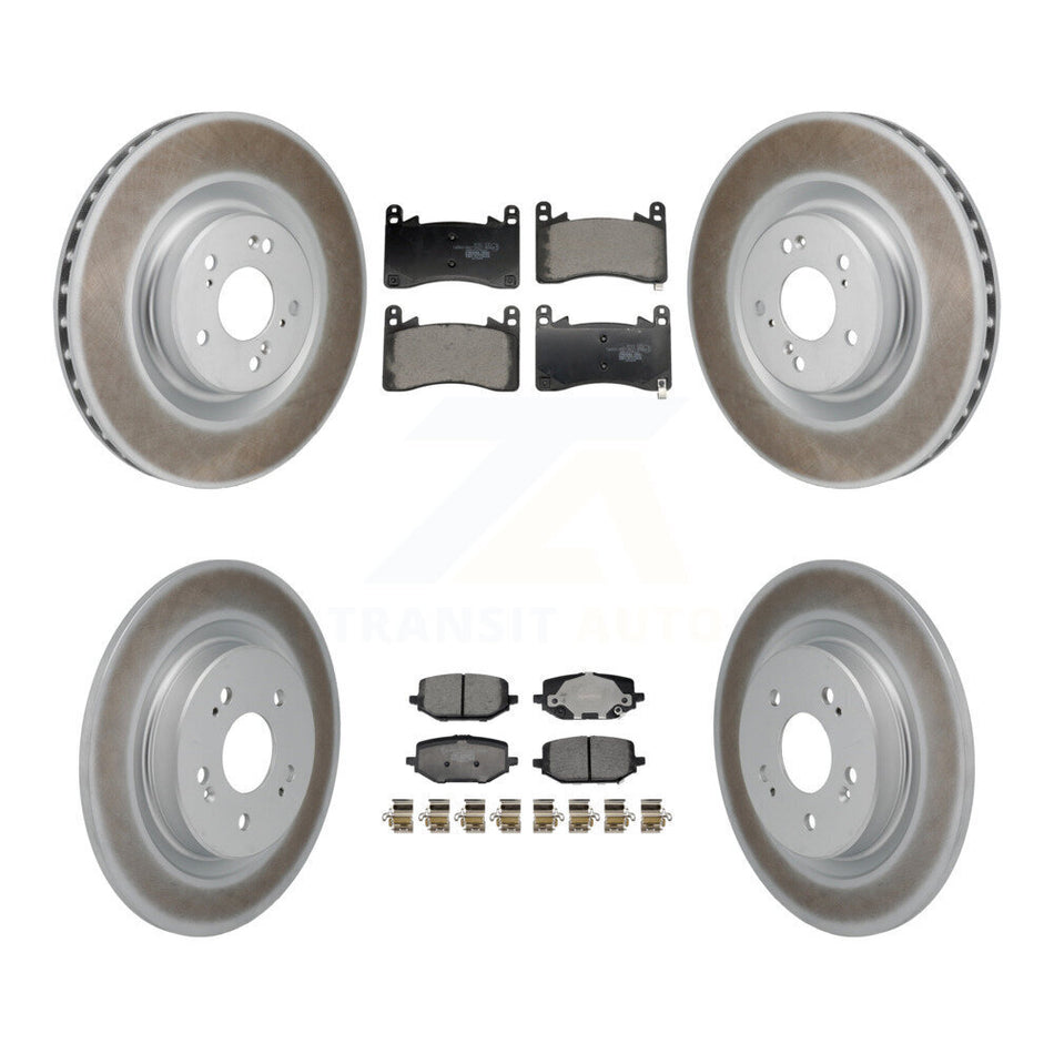 Front Rear Coated Disc Brake Rotors And Ceramic Pads Kit For 2022-2023 Acura MDX 3.0L KGT-104425