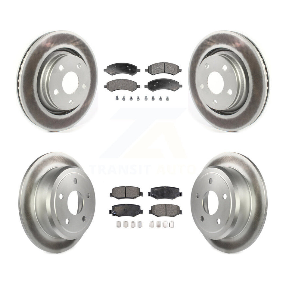 Front Rear Coated Disc Brake Rotors And Ceramic Pads Kit For Jeep Wrangler JK KGT-104426