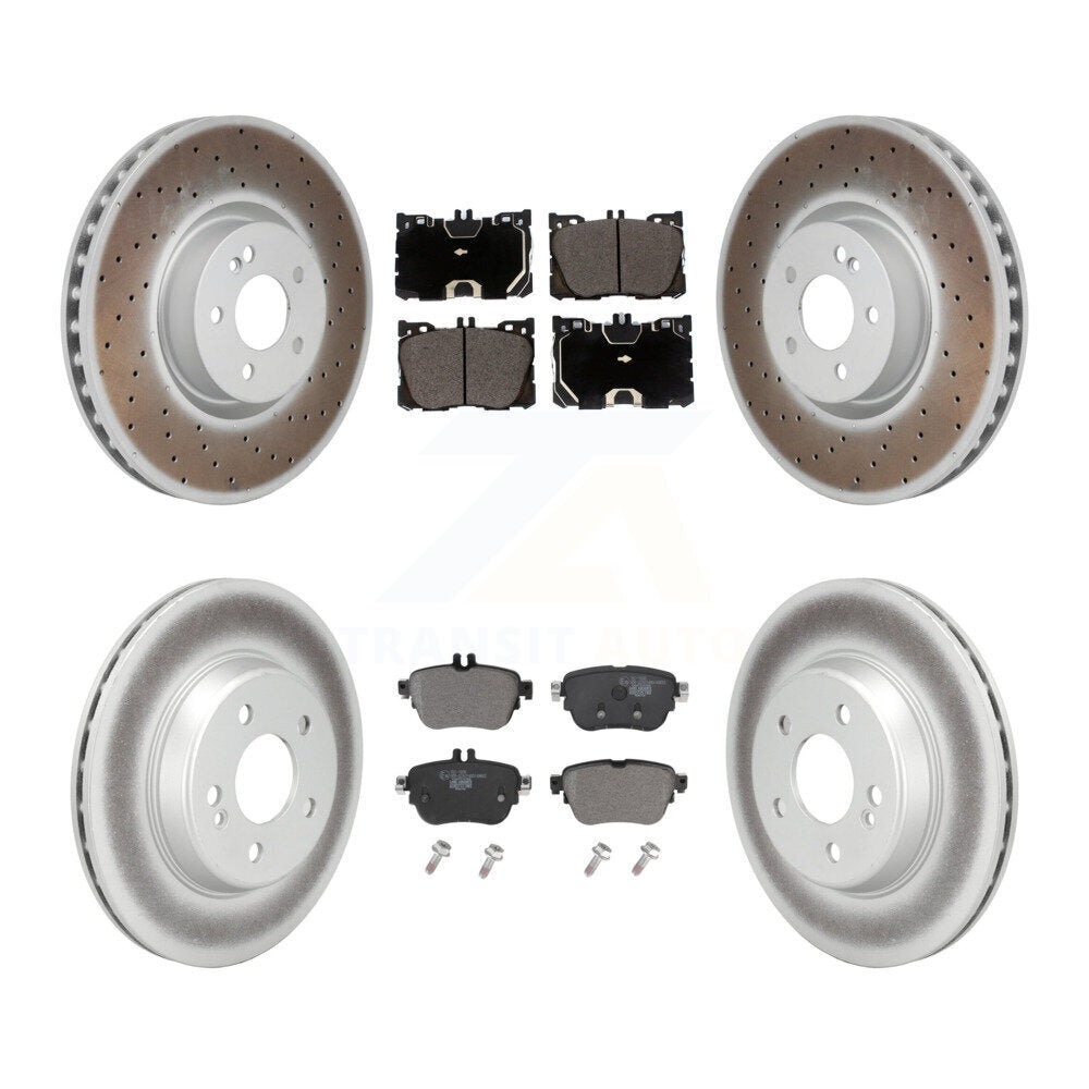 Front Rear Coated Disc Brake Rotors And Ceramic Pads Kit For Mercedes-Benz E300 E350 KGT-104429