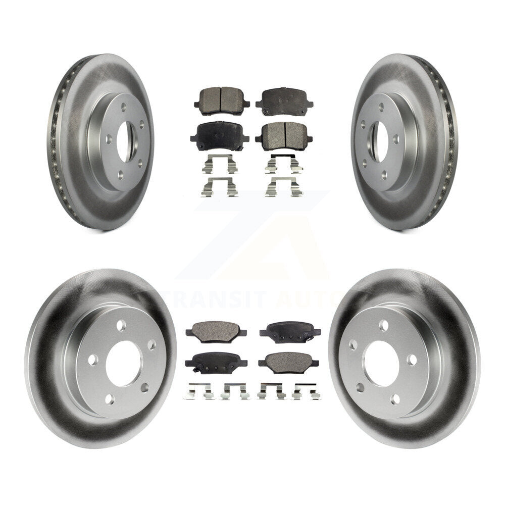 Front Rear Coated Brake Rotor & Ceramic Pad Kit For 2007-2008 Pontiac G5 Disc rear brakes KGT-104444