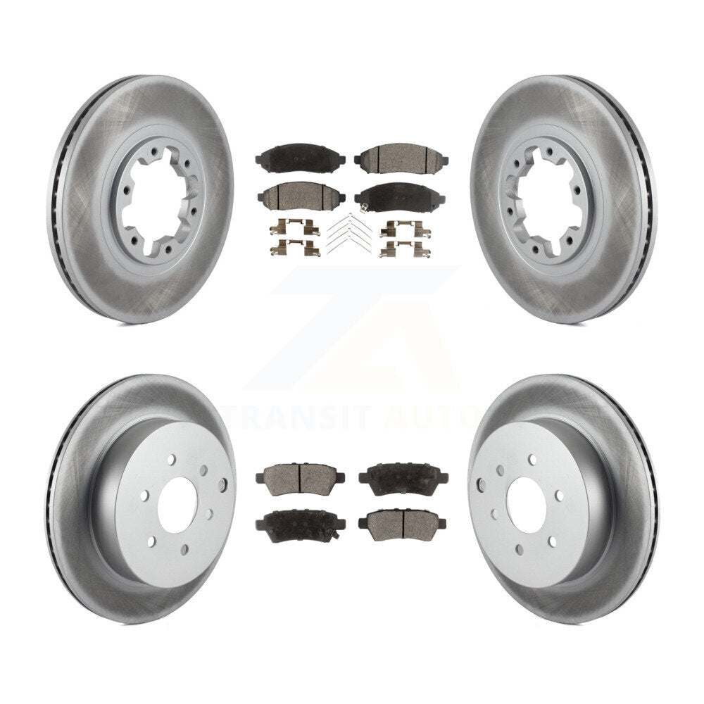 Front Rear Coated Disc Brake Rotors Ceramic Pad Kit For 2004 Nissan Pathfinder From 08 04 KGT-104460