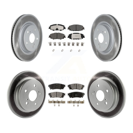 Front Rear Coated Disc Brake Rotors And Ceramic Pads Kit For 2023 Toyota Prius AWD KGT-104462