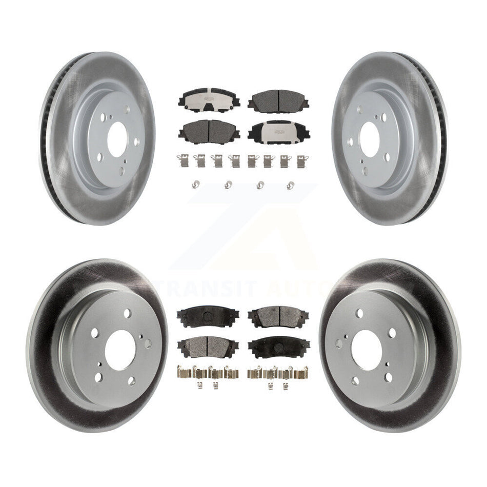 Front Rear Coated Disc Brake Rotors And Ceramic Pads Kit For 2023 Toyota Prius AWD KGT-104462