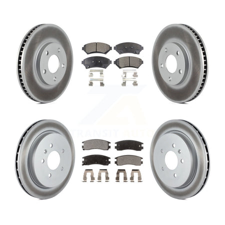 Front Rear Coated Brake Rotor Ceramic Pad Kit For 2004 Cadillac Seville With Vented KGT-104463