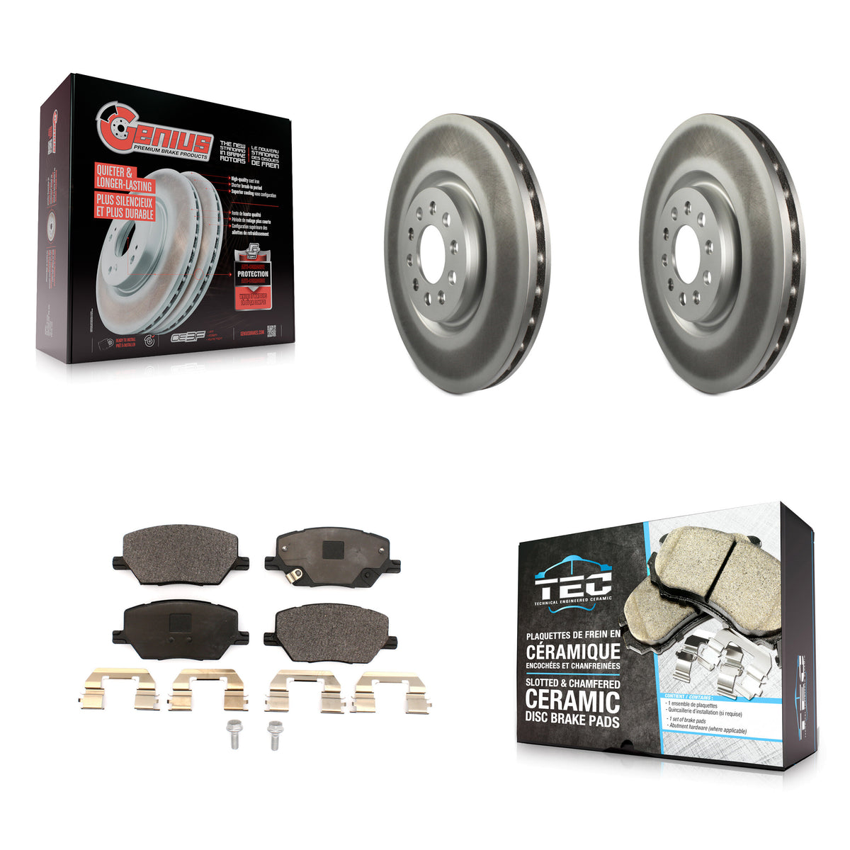 Front Coated Disc Brake Rotors And Ceramic Pads Kit For 2023 Jeep Compass Dodge Hornet KGT-104468