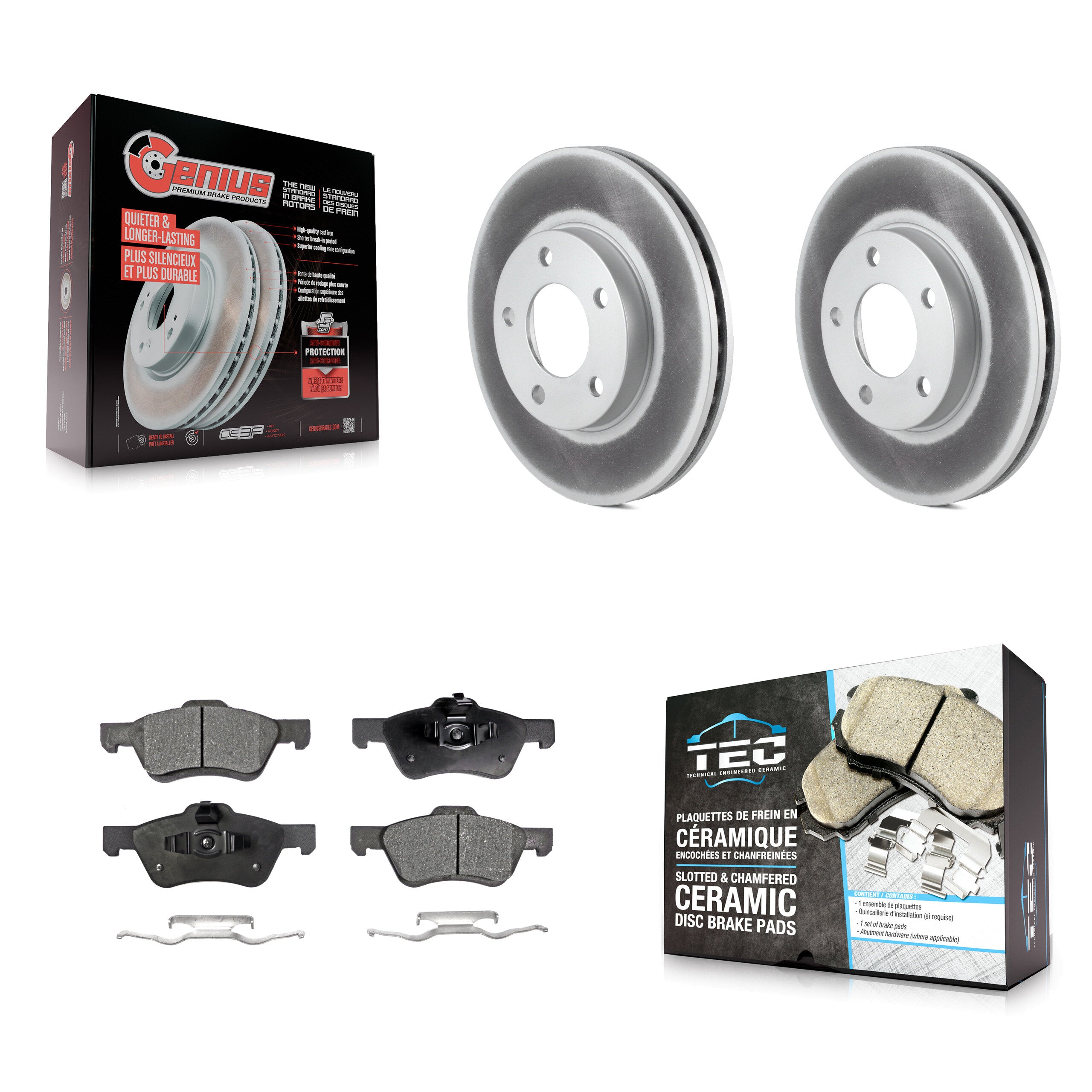Front Coated Disc Brake Rotors And Ceramic Pads Kit For Mercury Mariner KGT-104470