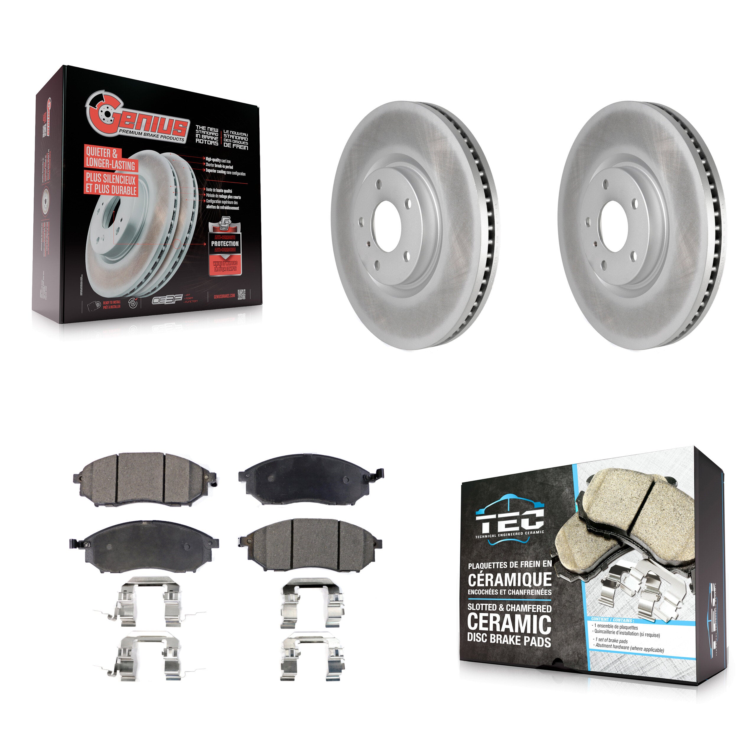 Front Coated Brake Rotor Ceramic Pad Kit For 2009-2013 INFINITI G37 Without Brembo Brakes KGT-104474