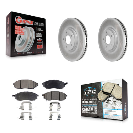 Front Coated Brake Rotor Ceramic Pad Kit For 2009-2013 INFINITI G37 Without Brembo Brakes KGT-104474