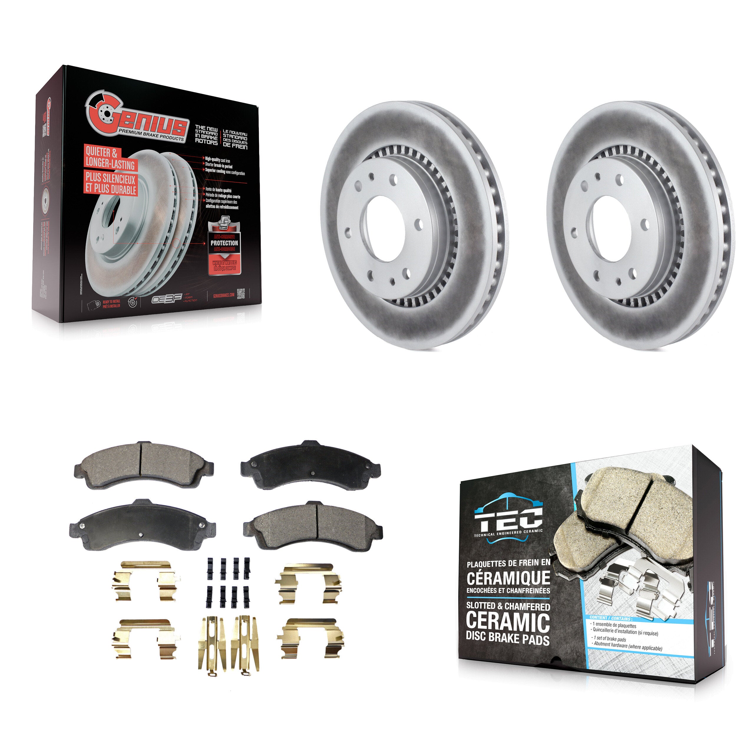 Front Coat Disc Brake Rotors Ceramic Pad Kit For 2006 Isuzu Ascender With 3rd Row Seating KGT-104479