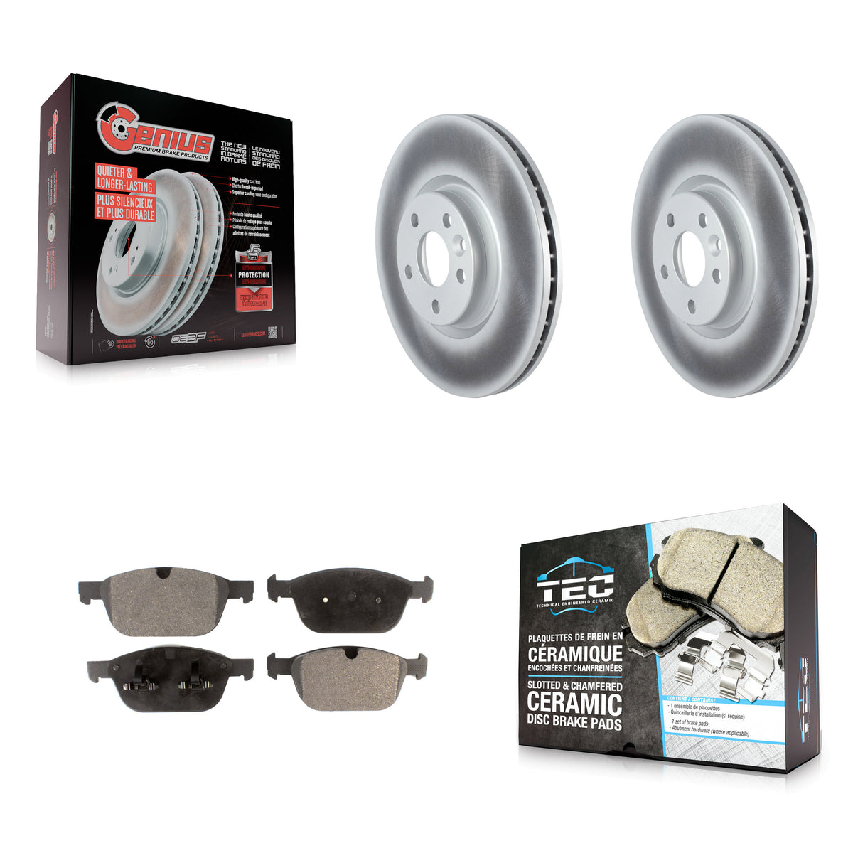 Front Coated Disc Brake Rotors Ceramic Pad Kit For 2016 Volvo XC60 To Chassis VIN #785803 KGT-104481