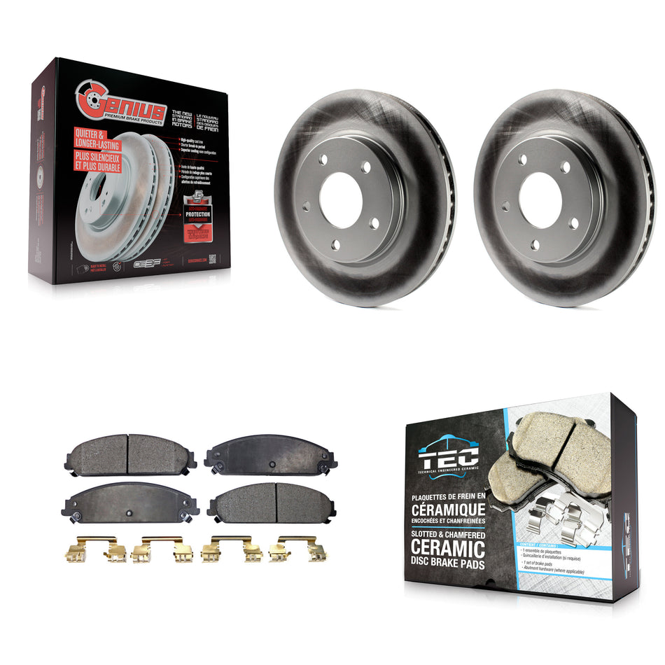 Front Coat Brake Rotors Ceramic Pad Kit For Dodge Caliber With 276mm Diameter Rotor KGT-104482