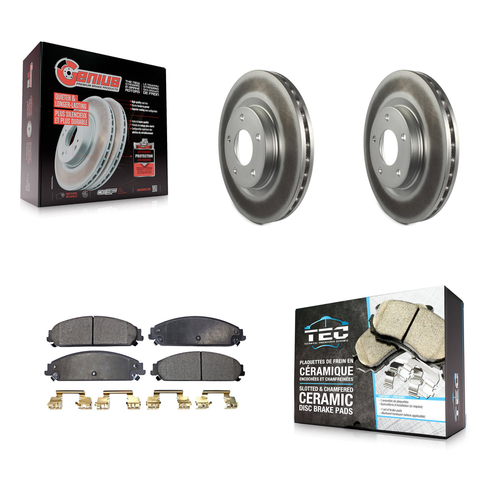 Front Coat Brake Rotors Ceramic Pad Kit For Dodge Caliber With 294mm Diameter Rotor KGT-104483