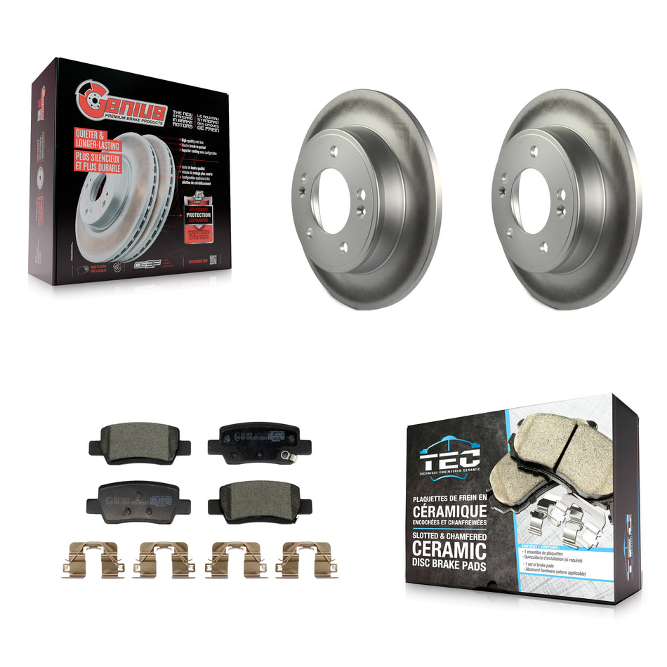 Rear Coat Disc Brake Rotors Ceramic Pad Kit For 2024 Kia Soul With Electric Parking KGT-104486