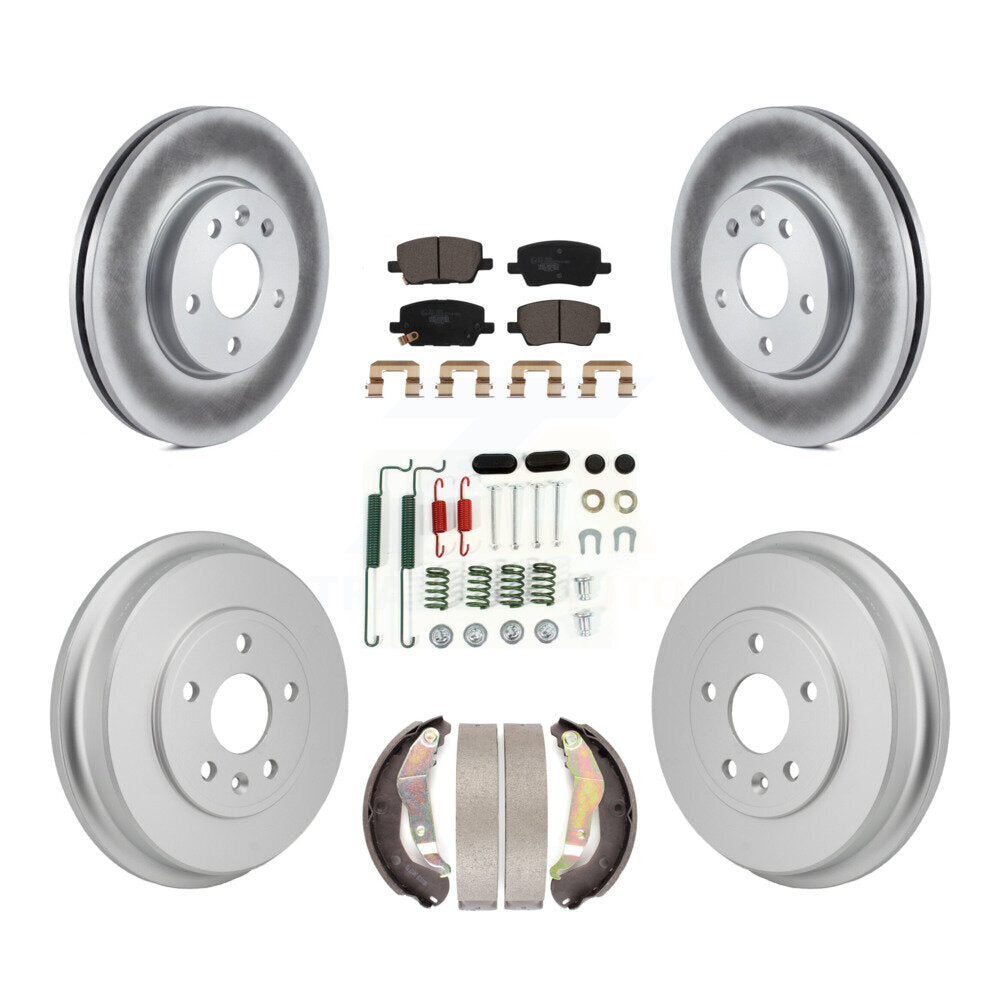 Front Rear Coated Disc Brake Rotors Ceramic Pad & Drum Kit (7Pc) For 2018 Chevrolet Sonic KGT-104501