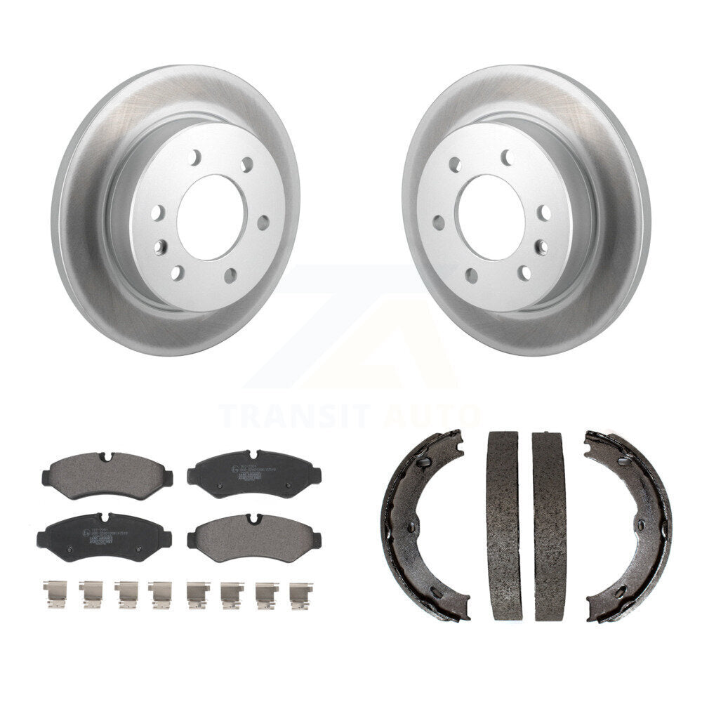 Rear Disc Coated Rotors Ceramic Pads Parking Shoes Kit For Mercedes-Benz Sprinter 3500XD KGT-104507