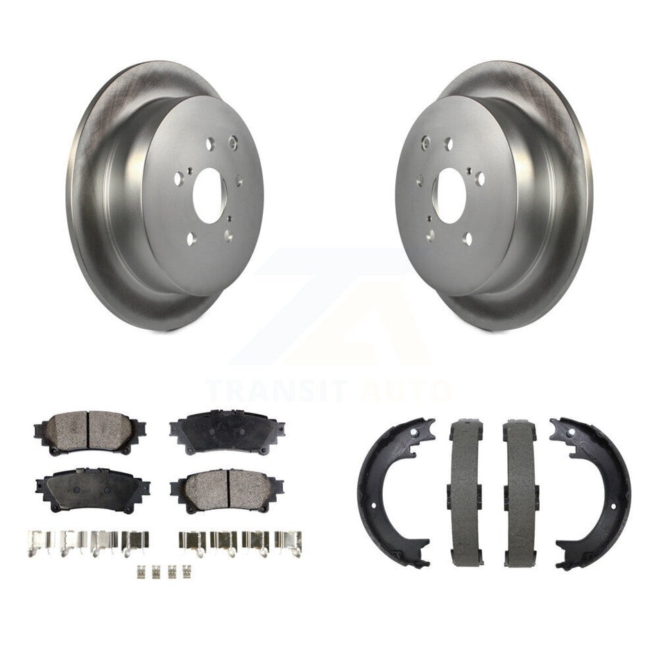 Rear Disc Coated Rotors Ceramic Pads Parking Shoes Kit For Toyota Sienna Highlander Lexus KGT-104509