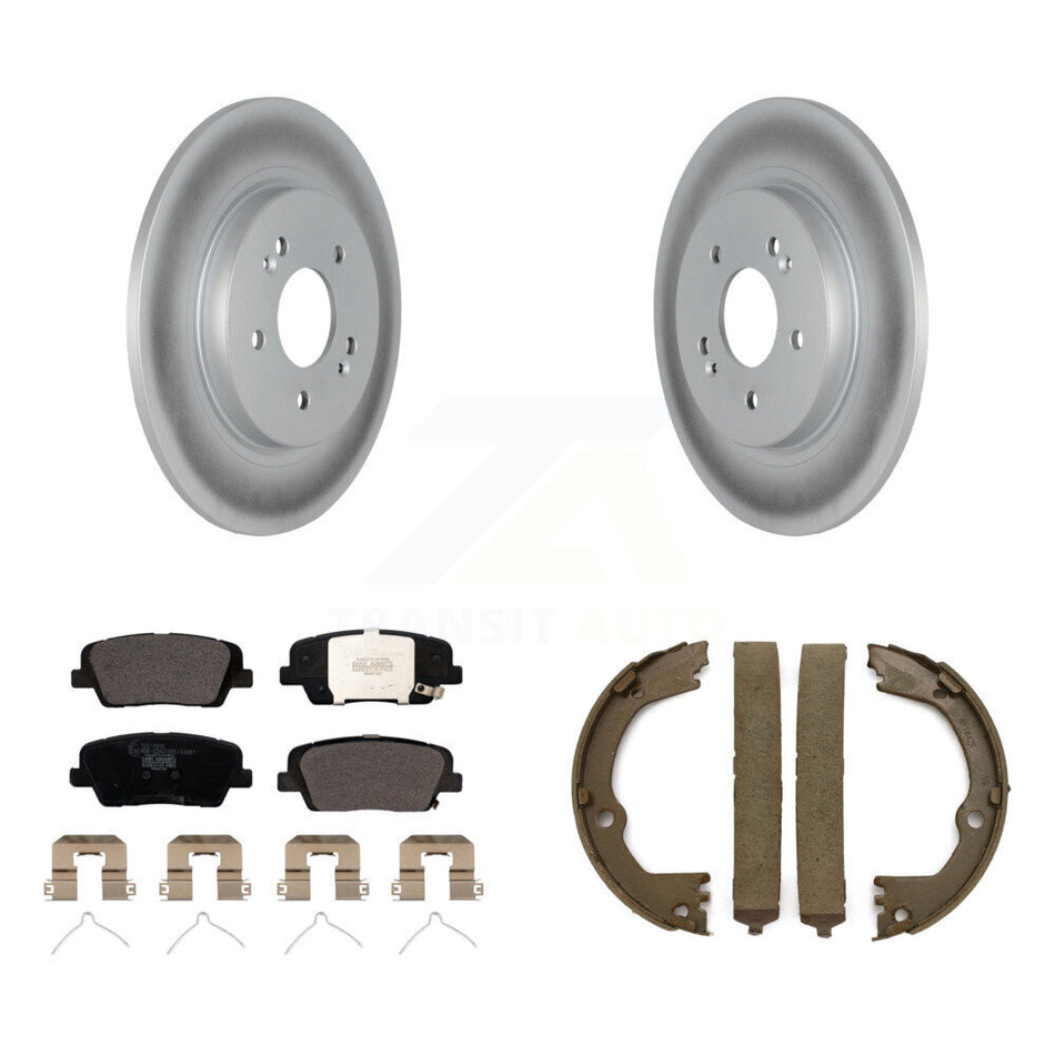 Rear Disc Coated Rotors Ceramic Pads And Parking Brake Shoes Kit For Hyundai Santa Fe KGT-104513