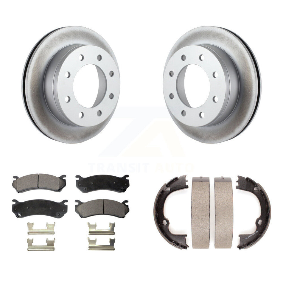Rear Disc Coated Rotors Ceramic Pads And Parking Brake Shoes Kit For 2008-2009 Hummer H2 KGT-104515
