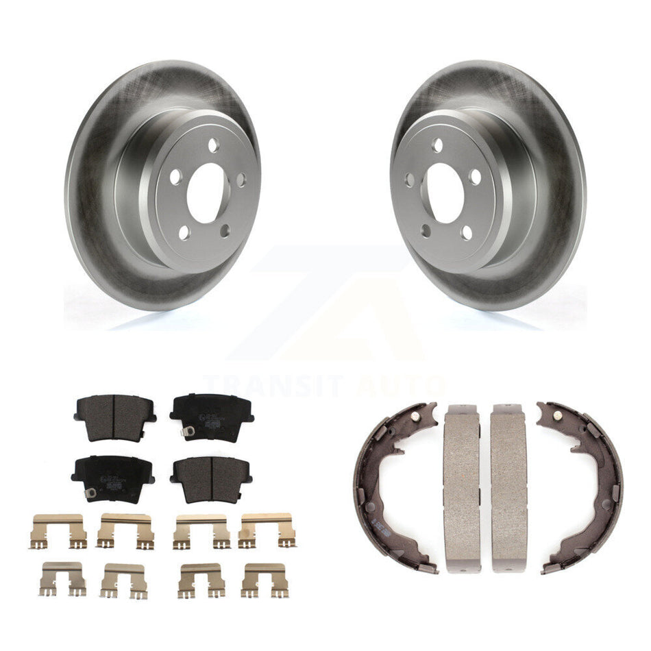 Rear Disc Coated Rotors Ceramic Pads And Parking Brake Shoes Kit For Dodge Avenger KGT-104518