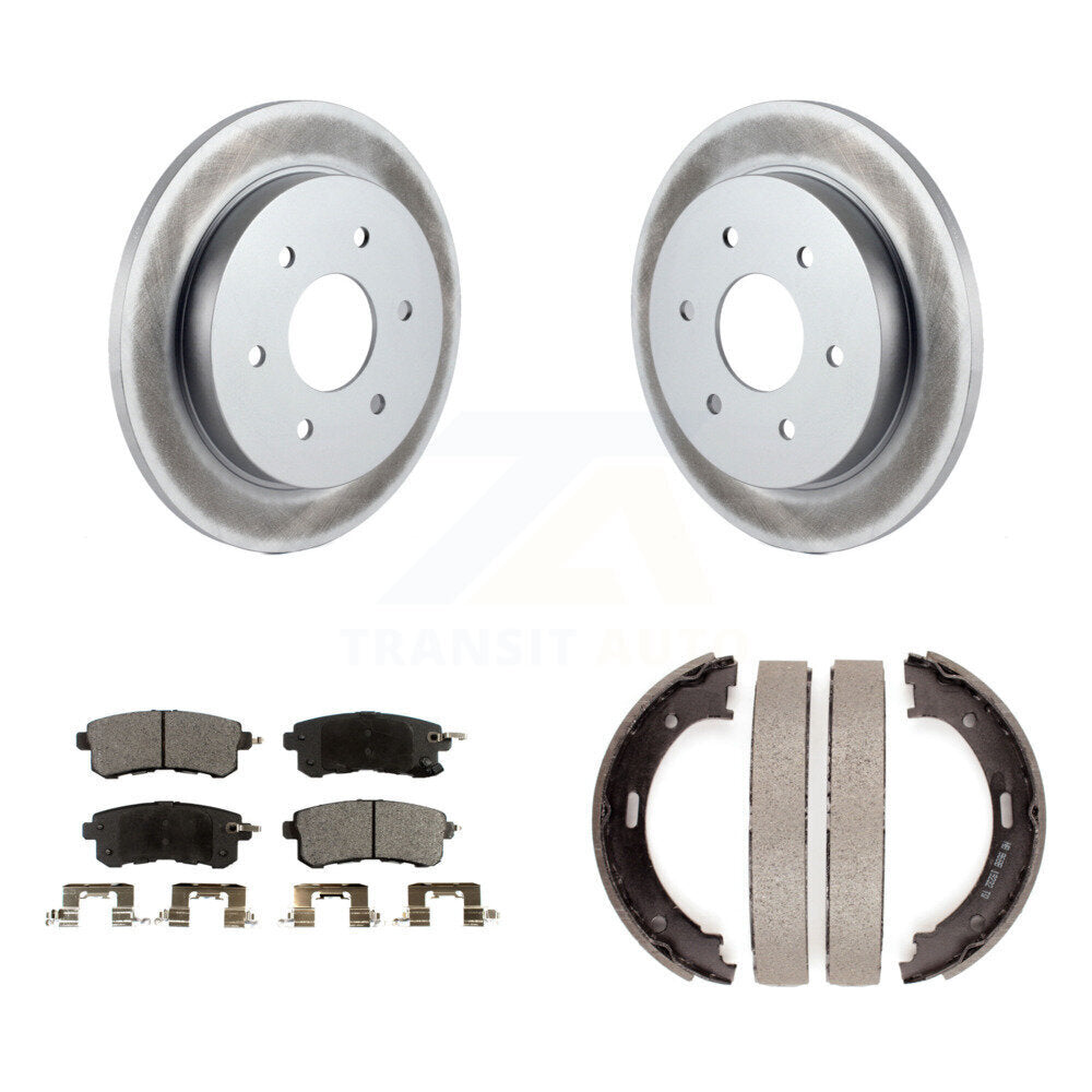Rear Disc Coated Rotors Ceramic Pads Parking Shoes Kit For Nissan Armada With Solid Rotor KGT-104521