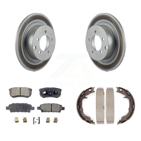 Rear Disc Coated Rotors Ceramic Pads And Parking Brake Shoes Kit For Jeep Patriot Compass KGT-104529