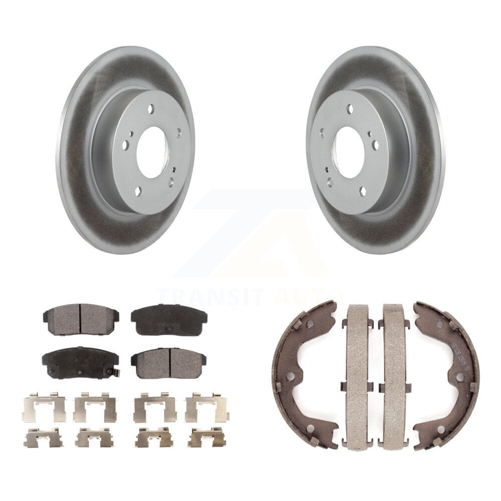 Rear Disc Coated Rotors Ceramic Pads And Parking Brake Shoes Kit For 2003 Nissan Maxima KGT-104535