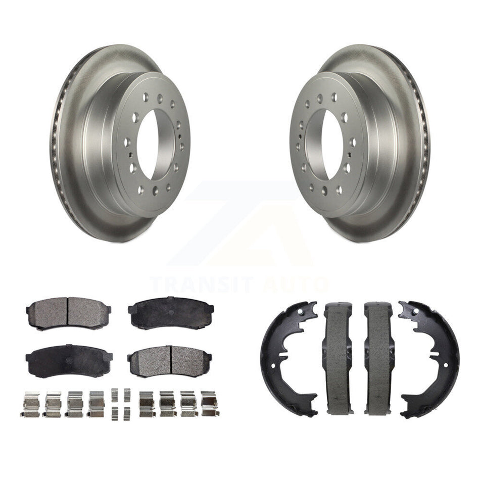 Rear Disc Coated Rotors Ceramic Pads Parking Shoes Kit For Toyota 4Runner Lexus GX460 FJ KGT-104536